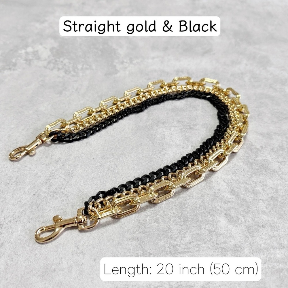 ♥️New Tri-Color Layered Metal Bag Charm Chain (Gold & Black)